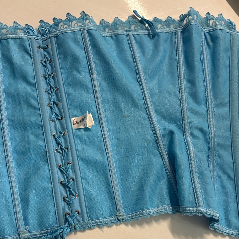 Frederick's of Hollywood Y2K Sky Blue Lace Corset - Picture 4 of 10